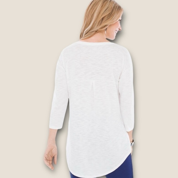 Chico’s Cotton-Blend Slub Drop-Shoulder Tunic White 0 - Picture 7 of 7